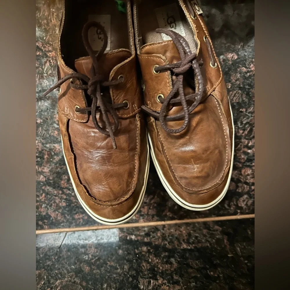 UGG Australia Boat Shoes Mens Brown Moc Toe Lace Up Leather size 10